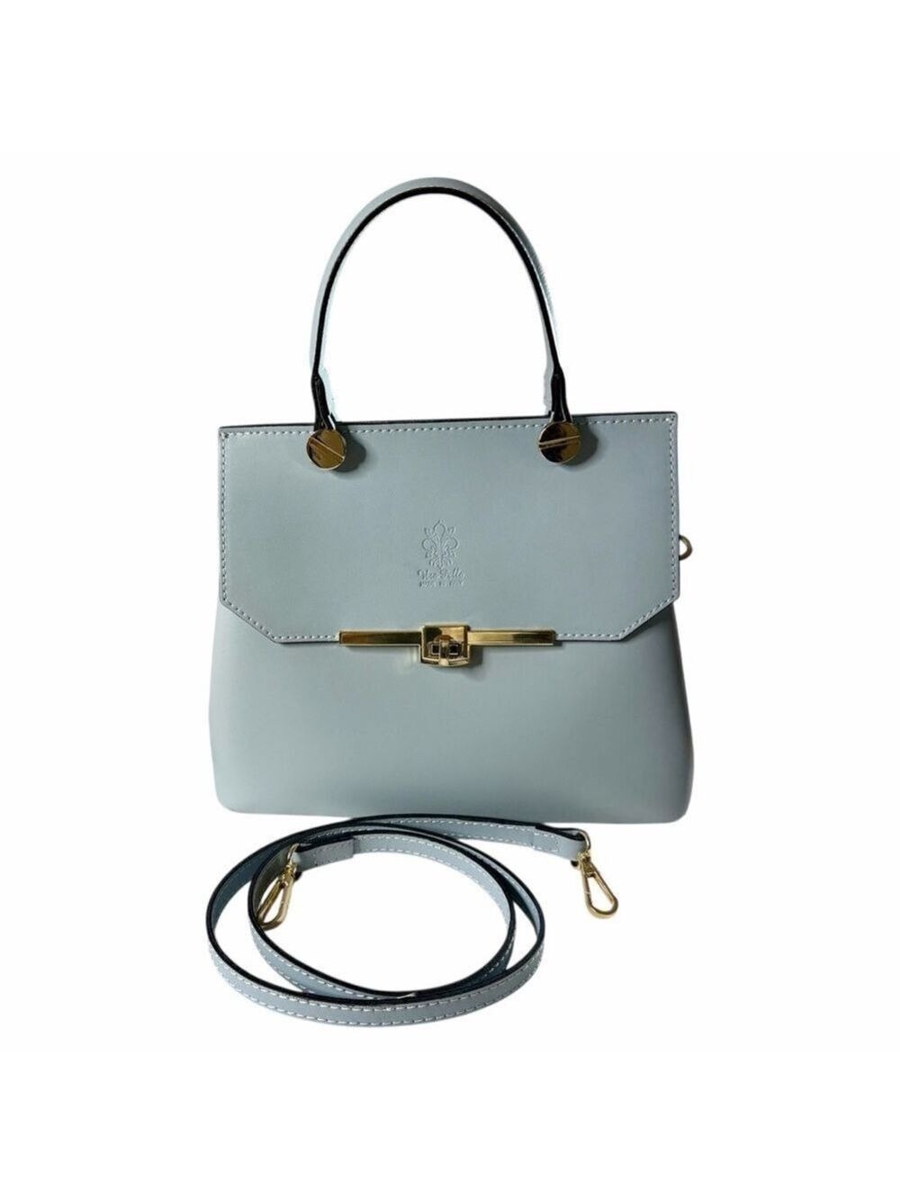 Vera Pelle Baby Blue Leather Handbag Italy
